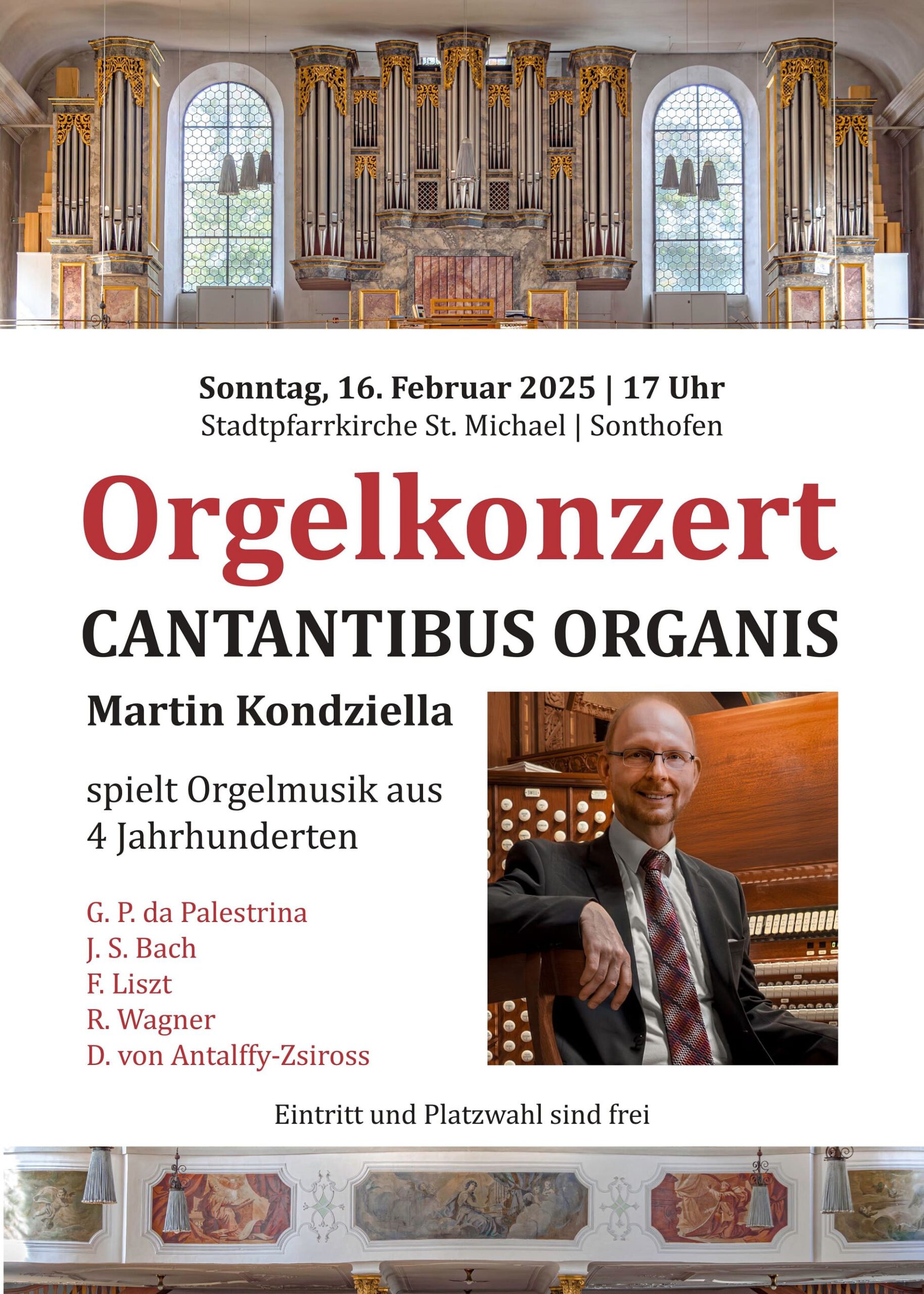 Orgelkonzert St. Michael Sonthofen - 17.2.2025 - 17 Uhr - Orgelmusik aus 4 Jahrhunderten